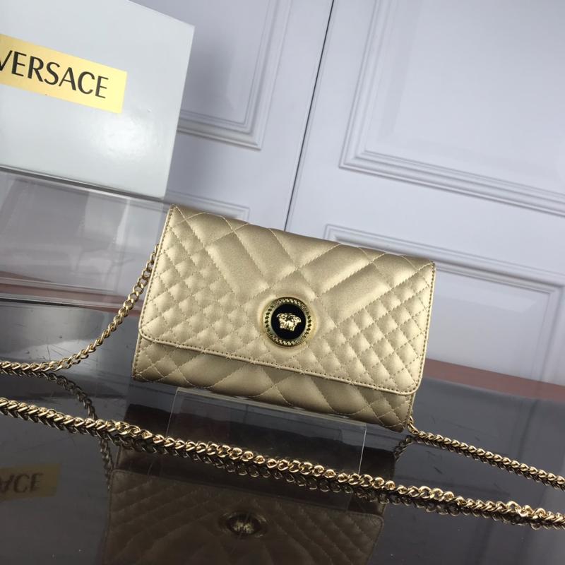 Versace Chain Handbags DBFG909 Full Skin Embroidery Gold